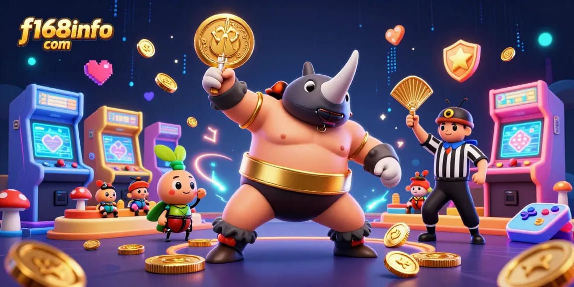 Experience exciting gameplay with f168info com's vibrant casino-themed 3D illustration, showcasing dynamic characters and rich details.