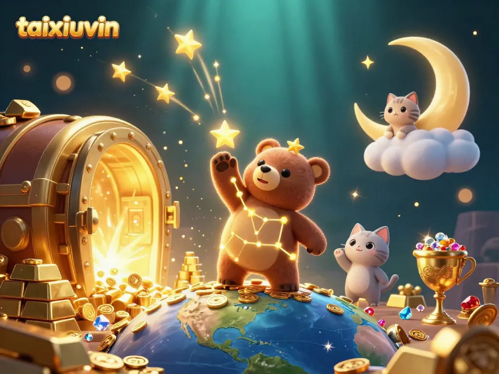 Engage with the fun world of taixiuvin as marvelous creatures gather coins and treasures.