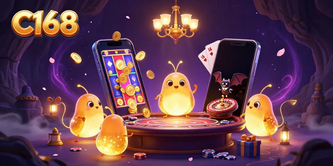 Experience the vibrant C168 casino atmosphere with glowing elements and immersive gaming excitement.