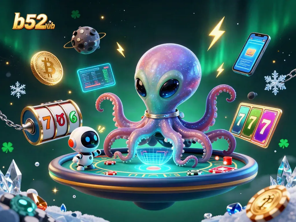 Experience winning strategies at b52club with a vibrant 3D alien-themed poker scene.