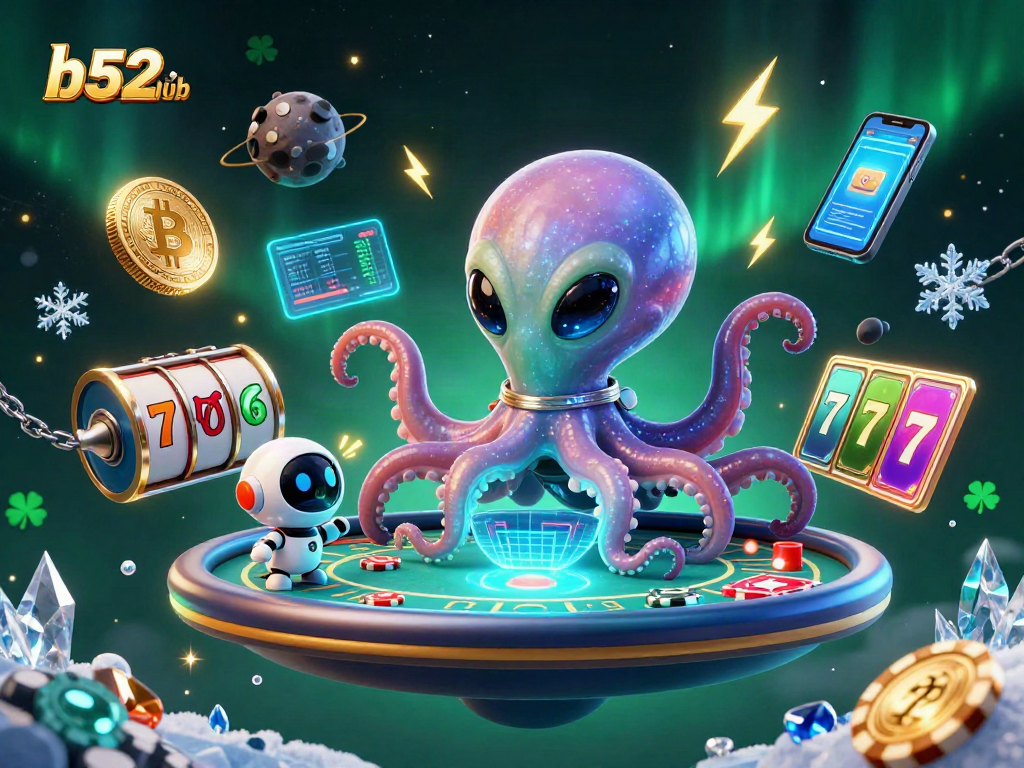 Experience winning strategies at b52club with a vibrant 3D alien-themed poker scene.