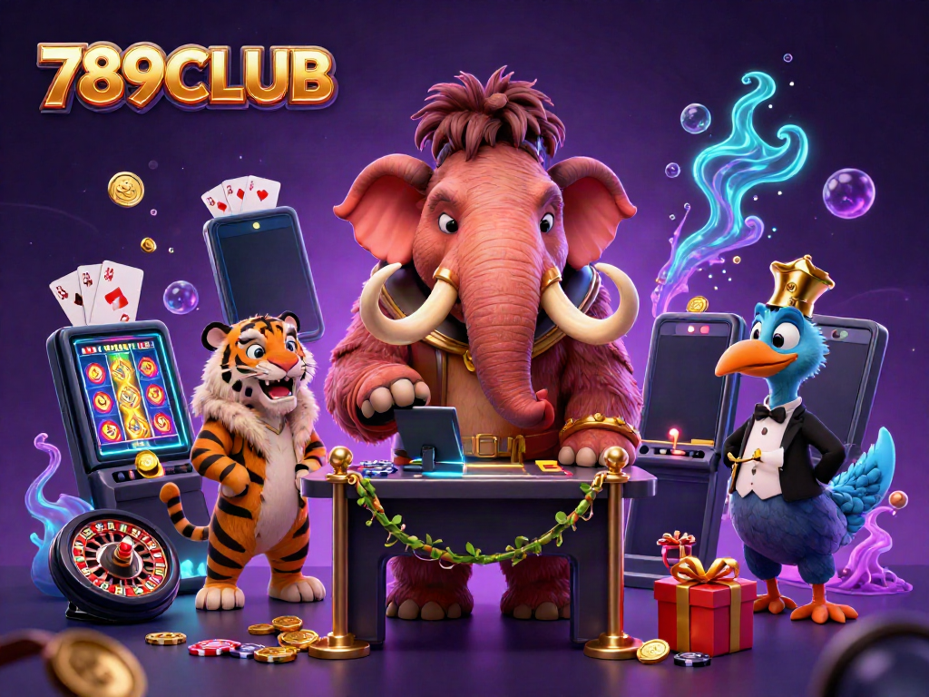 Experience thrilling chances at 789CLUB with our immersive gaming adventure featuring dynamic characters and festive casino elements.