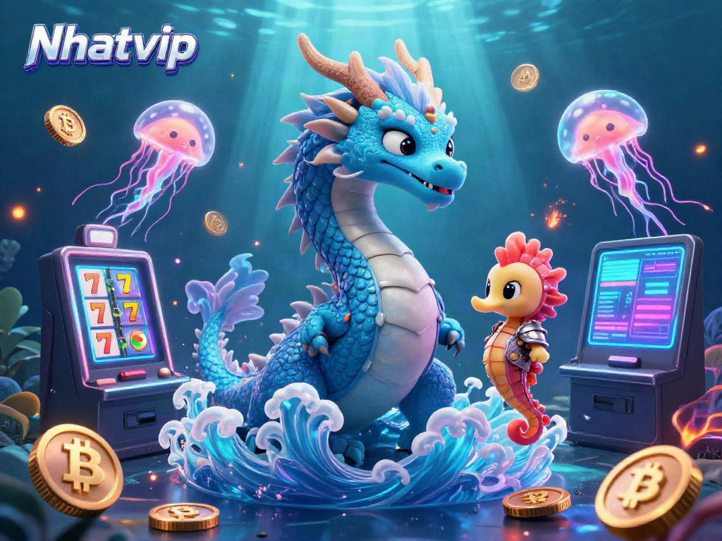 Nhatvip players enjoying vibrant slot machines and immersive underwater adventures.