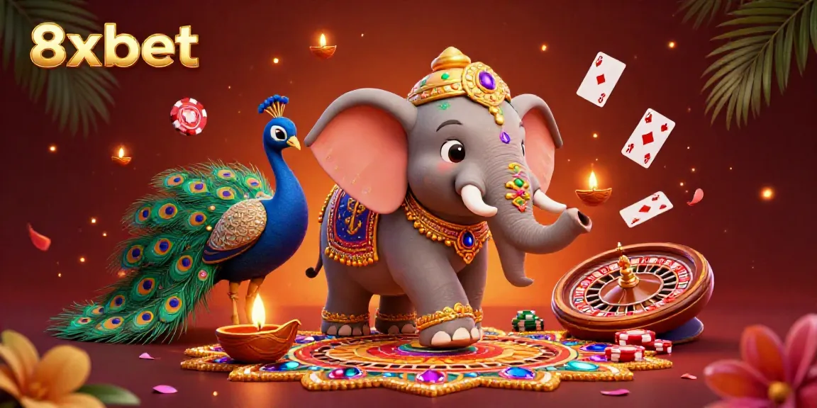 Engage with exciting 8xbet online gambling visuals filled with colorful characters and vibrant game elements.