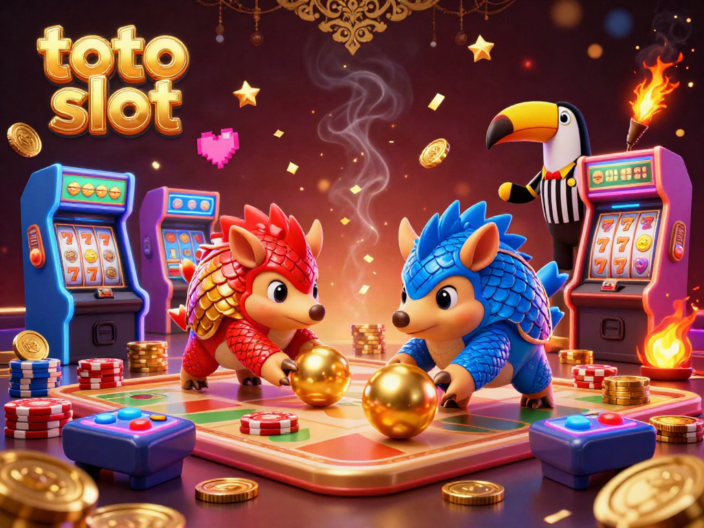 Engage in thrilling toto slot gameplay with vibrant characters and colorful casino elements.