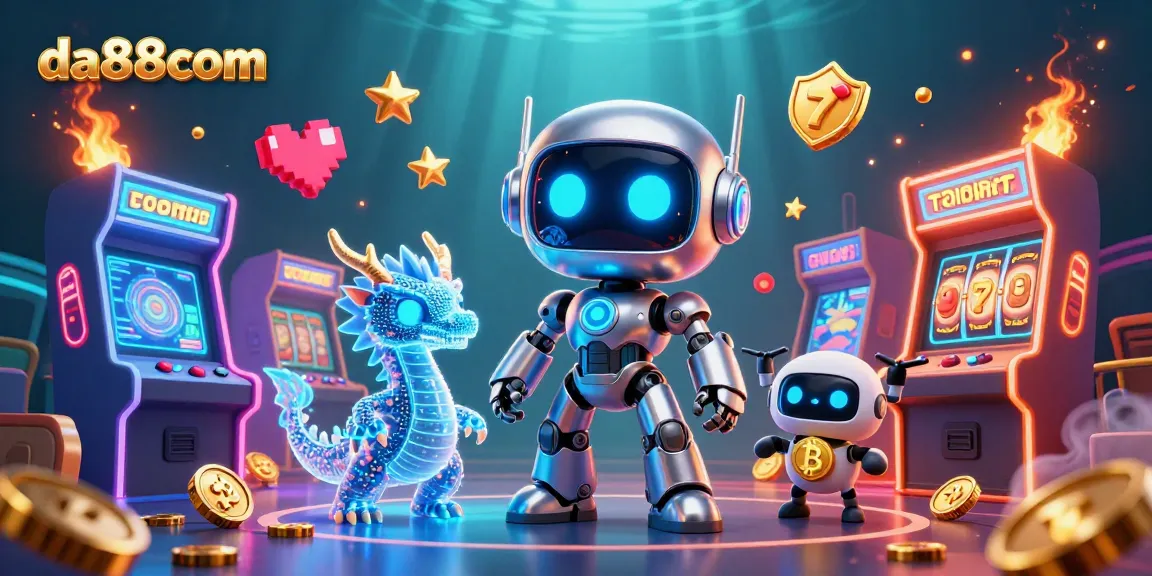Engage in thrilling gameplay at da88com with vibrant 3D illustrations showcasing exciting casino elements.