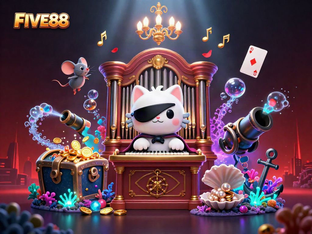 Experience the excitement of FIVE88's online gaming with treasures, acrobats, and captivating visuals.