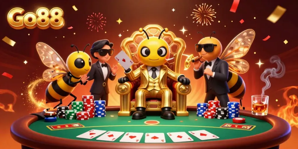 Experience the excitement of Go88 with a dynamic scene of gaming action featuring vibrant characters and elements.