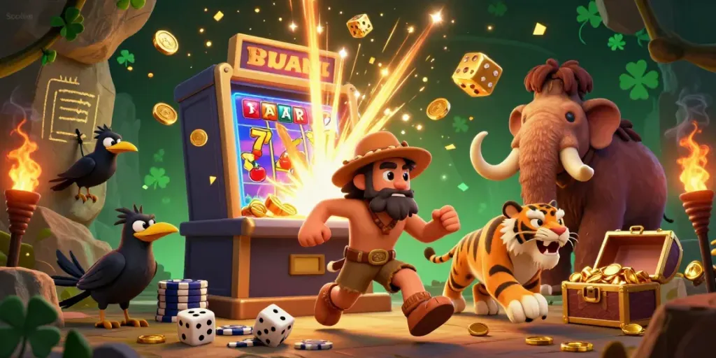 Socolive transforms the gambling experience in a vibrant scene with enchanting characters and dynamic casino elements.