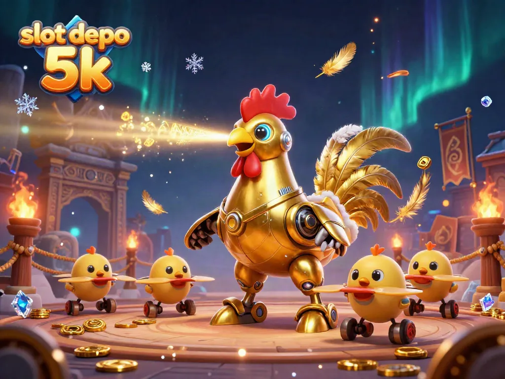 Engage in thrilling gameplay on slot depo 5k, featuring futuristic characters and dynamic casino elements.