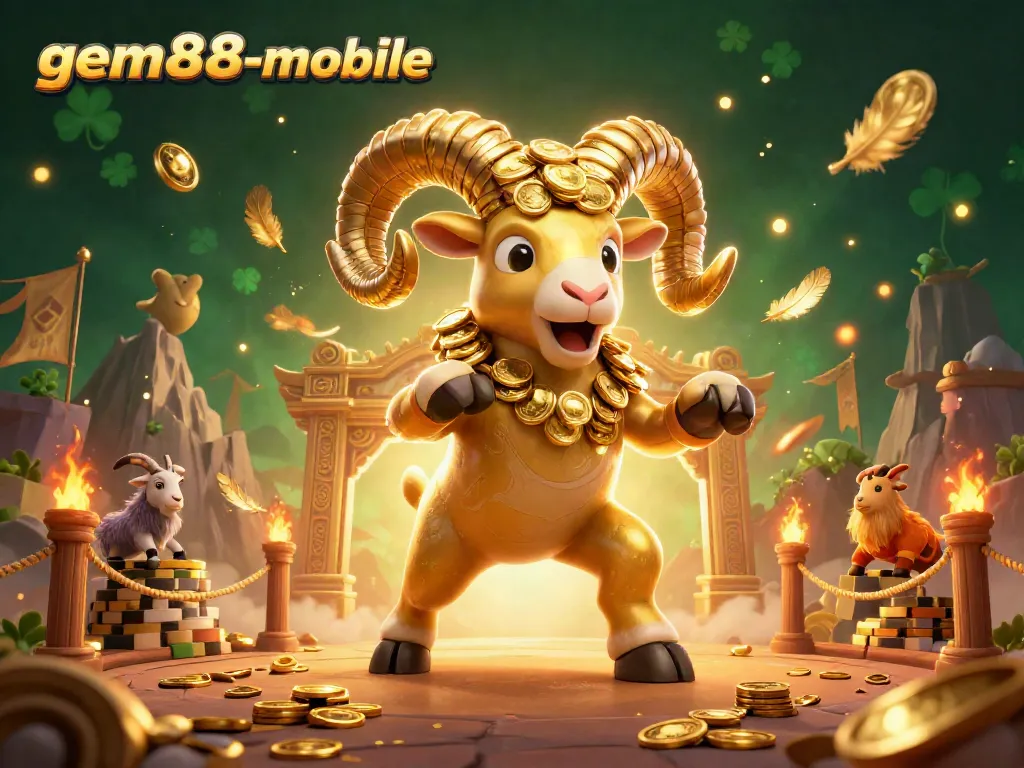 Experience the exhilarating charm of gem88-mobile through a dynamic casino-themed scene featuring vibrant 3D elements and engaging characters.