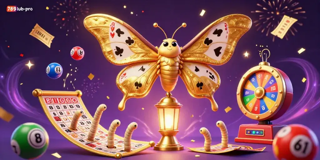 Experience the thrill of gambling with 789lub-pro in a vibrant 3D casino illustration filled with magical elements.