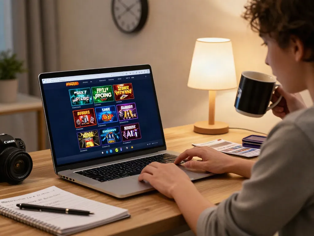 User engaged in online betting with FIVE88 on a laptop, showcasing exciting gaming options.