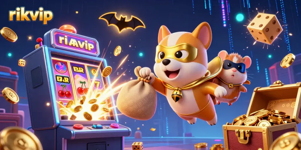 Engage with rikvip's thrilling casino experience featuring vibrant characters and dynamic gambling elements.