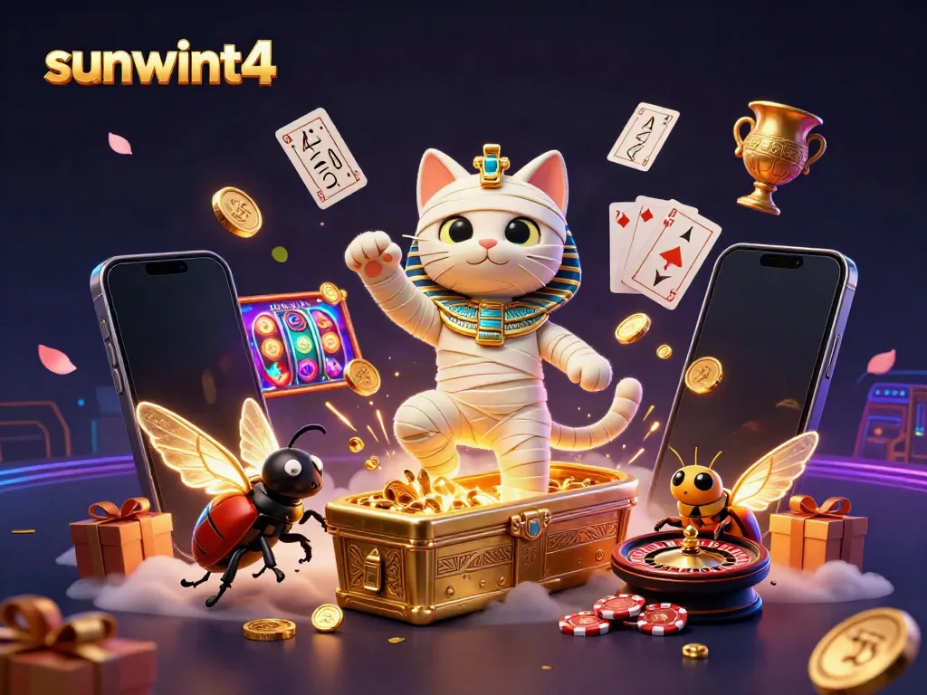 Experience the excitement of sunwint4’s gaming universe with a lively display of casino elements.