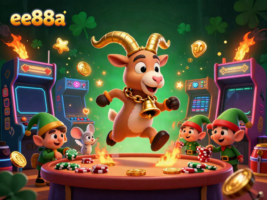 Experience the thrill at ee88a's festive casino with Krampus and playful gremlins.