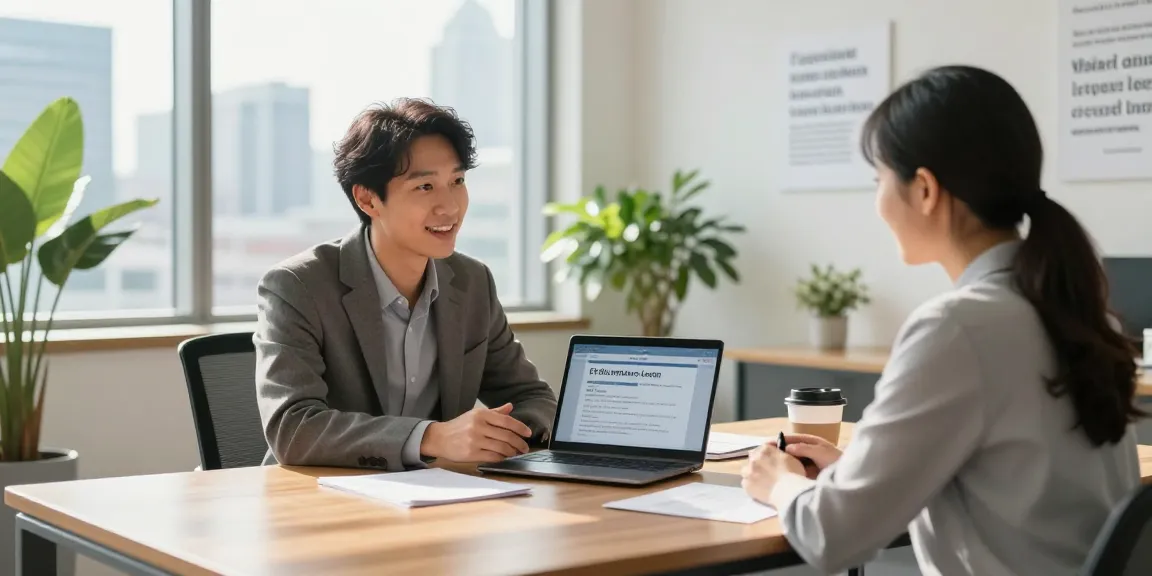 Client discussing Edmonton loans with a financial advisor in a modern office setting.