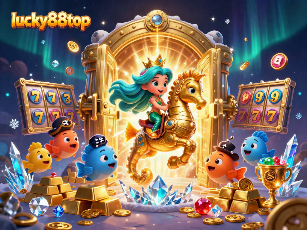 Experience exciting gaming adventures with lucky88top, showcasing a vibrant 3D casino-themed scene.