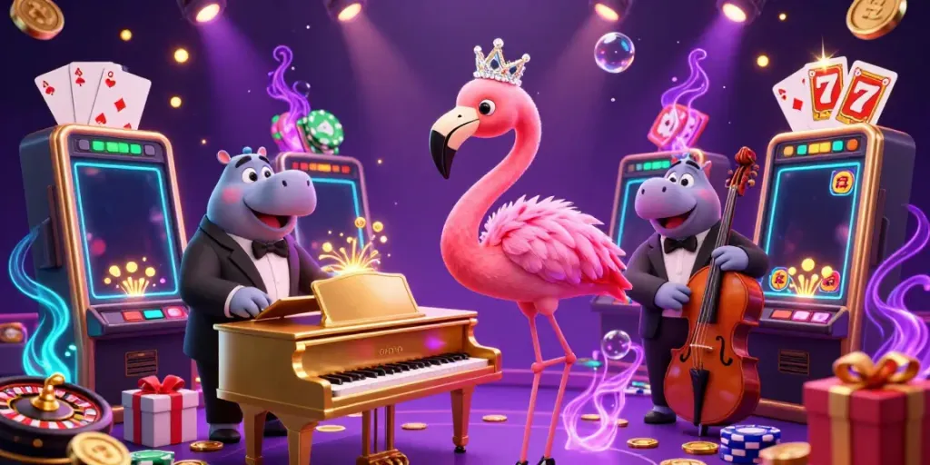 Experience the excitement of slot 5k with vibrant casino characters and dynamic gaming elements!