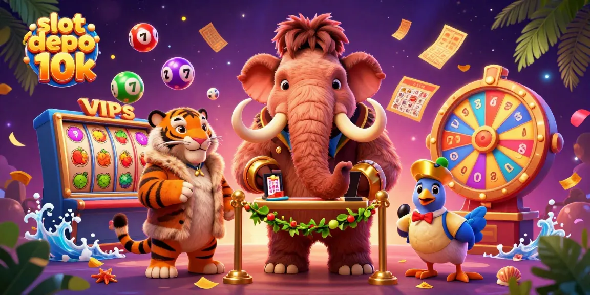Engage in the vibrant atmosphere of slot depo 10k with a mammoth bouncer, VIP guests, and dynamic game elements.