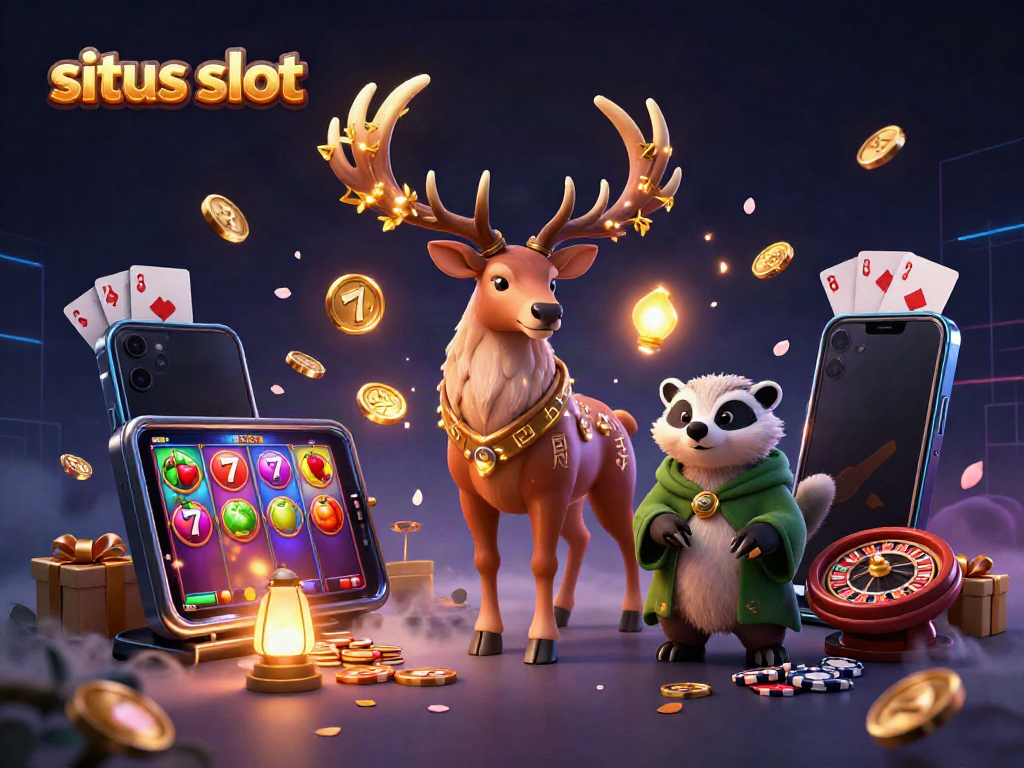 Experience excitement with situs slot dynamic scene featuring a Celtic stag, badger, and rich gaming elements.